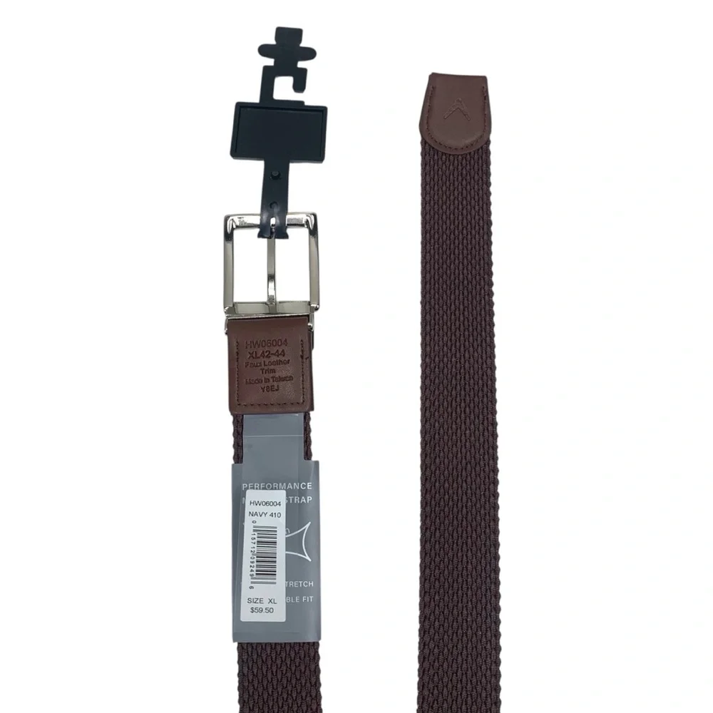 NWT Callaway Men Sizes‎ XL & Small Navy/Brown Reversible Stretch Golf Belt